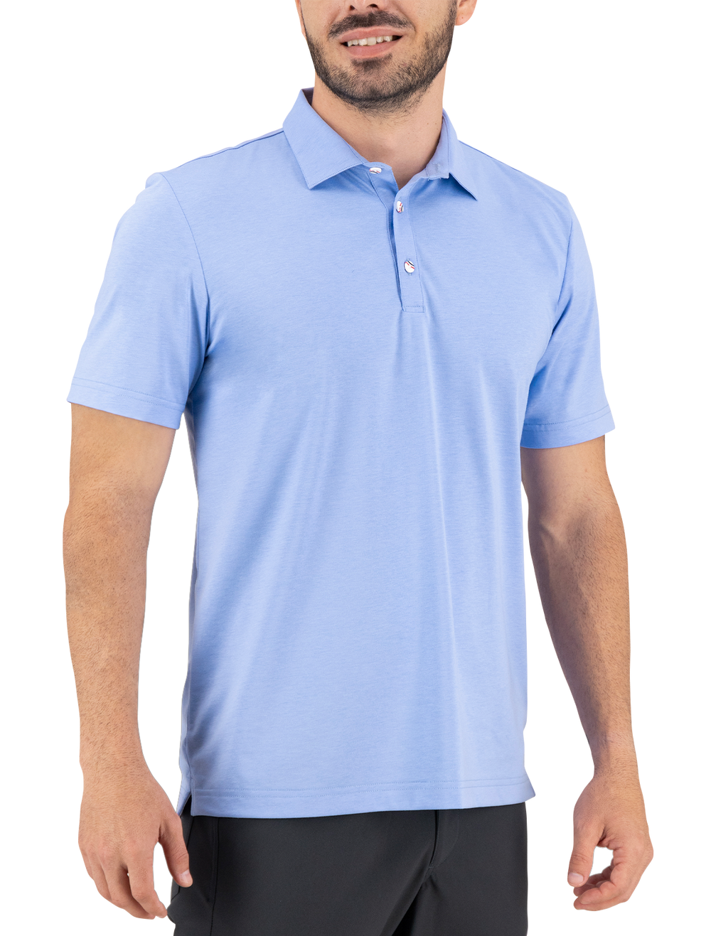 Playera Polo Ice Mint - Vista frontal celeste modelo
