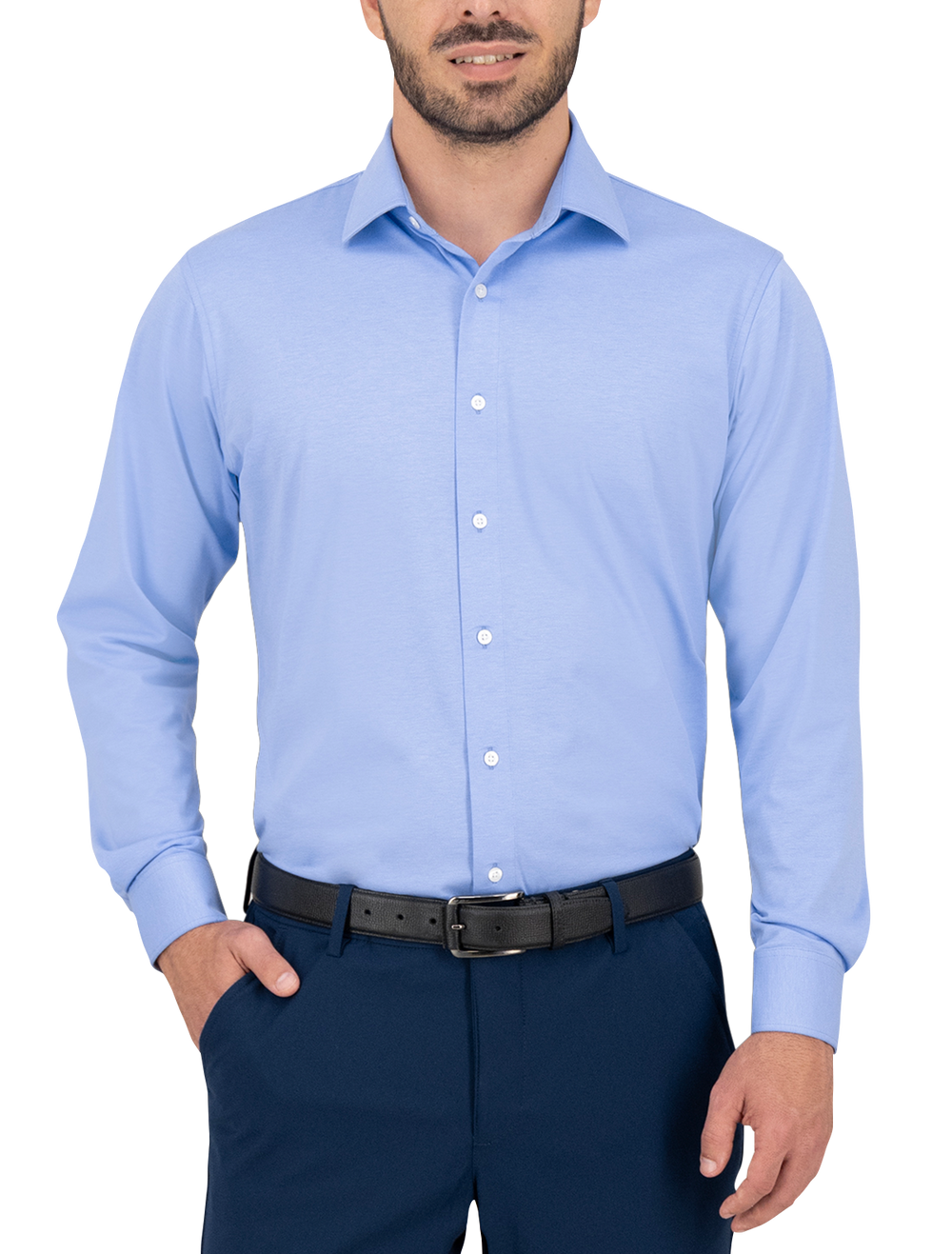 Camisa Ice Mint Monono Slim Fit - Vista frontal celeste completa